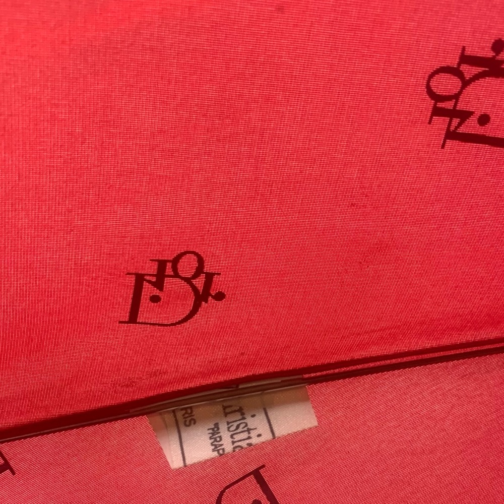 Christian Dior Logo Folding Umbrella Burgundy Vintage Parapluie Quiet Luxury Y2k - Picture 8 of 10